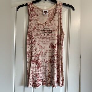 Harley-Davidson Beige and Red Graphic Tee Rivet Logo Women’s Large